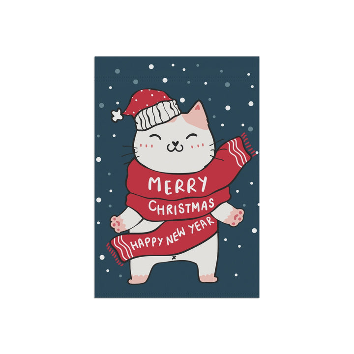 Holiday Greetings Cat Garden & House Banner - Happy Little Kitty