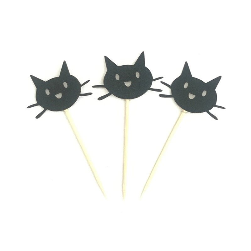 It's Paw-ty Time! Glitter Cupcake Toppers- Black - Happy Little Kitty