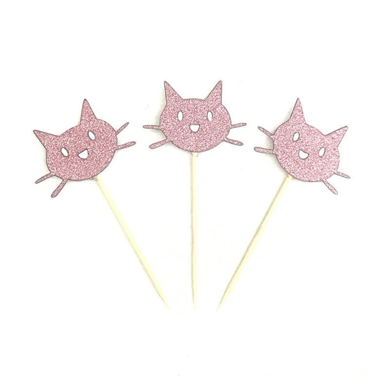 It's Paw-ty Time! Glitter Cupcake Toppers- Pink - Happy Little Kitty