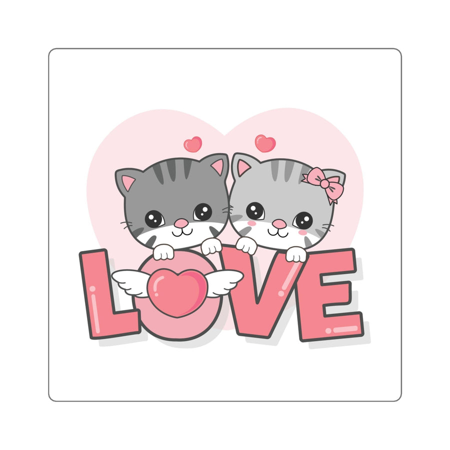 Kitty Love Square Sticker - Happy Little Kitty