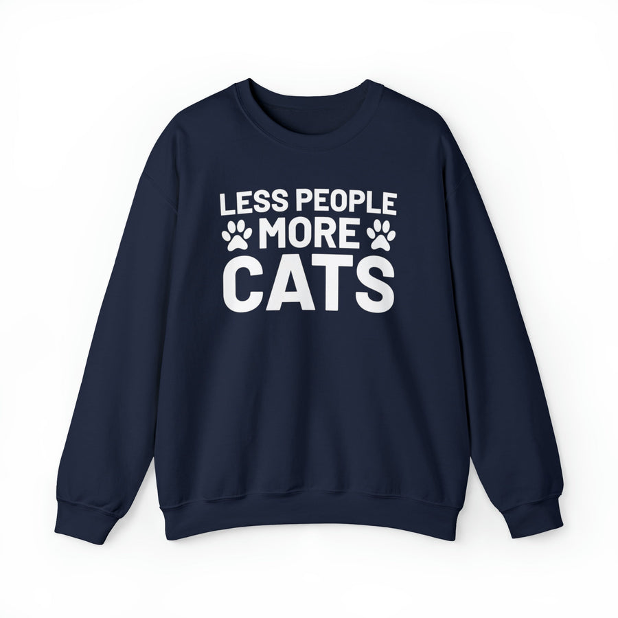 Less People More Cats Crewneck Sweatshirt - Happy Little Kitty