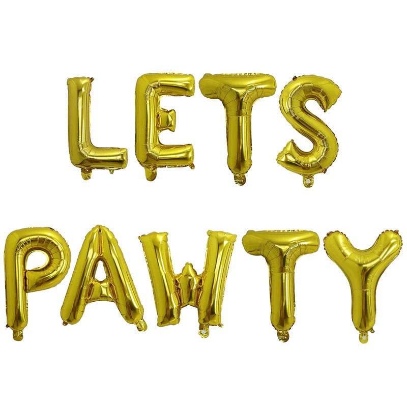 Let's Pawty Party Balloons- Gold - Happy Little Kitty