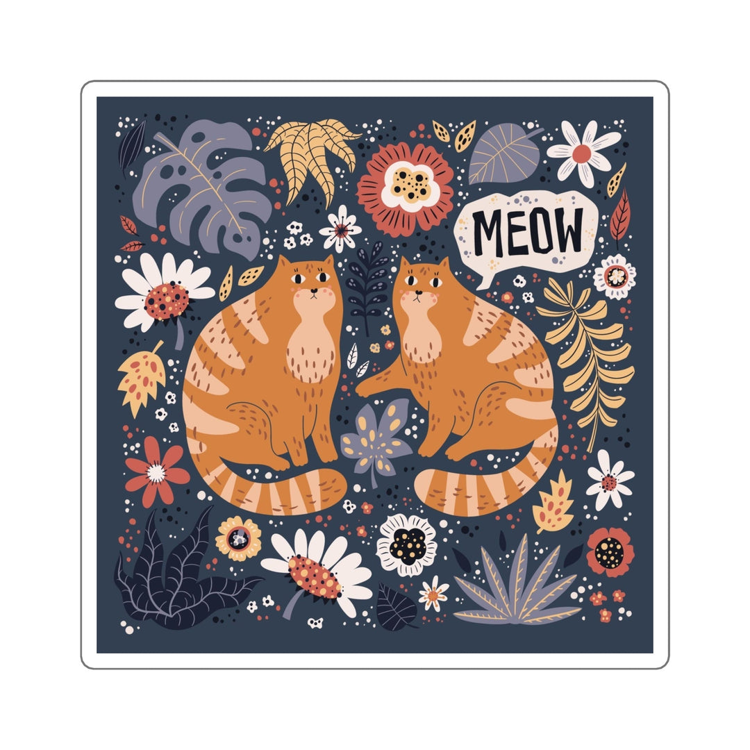 Needlepoint Cat Square Sticker - Happy Little Kitty