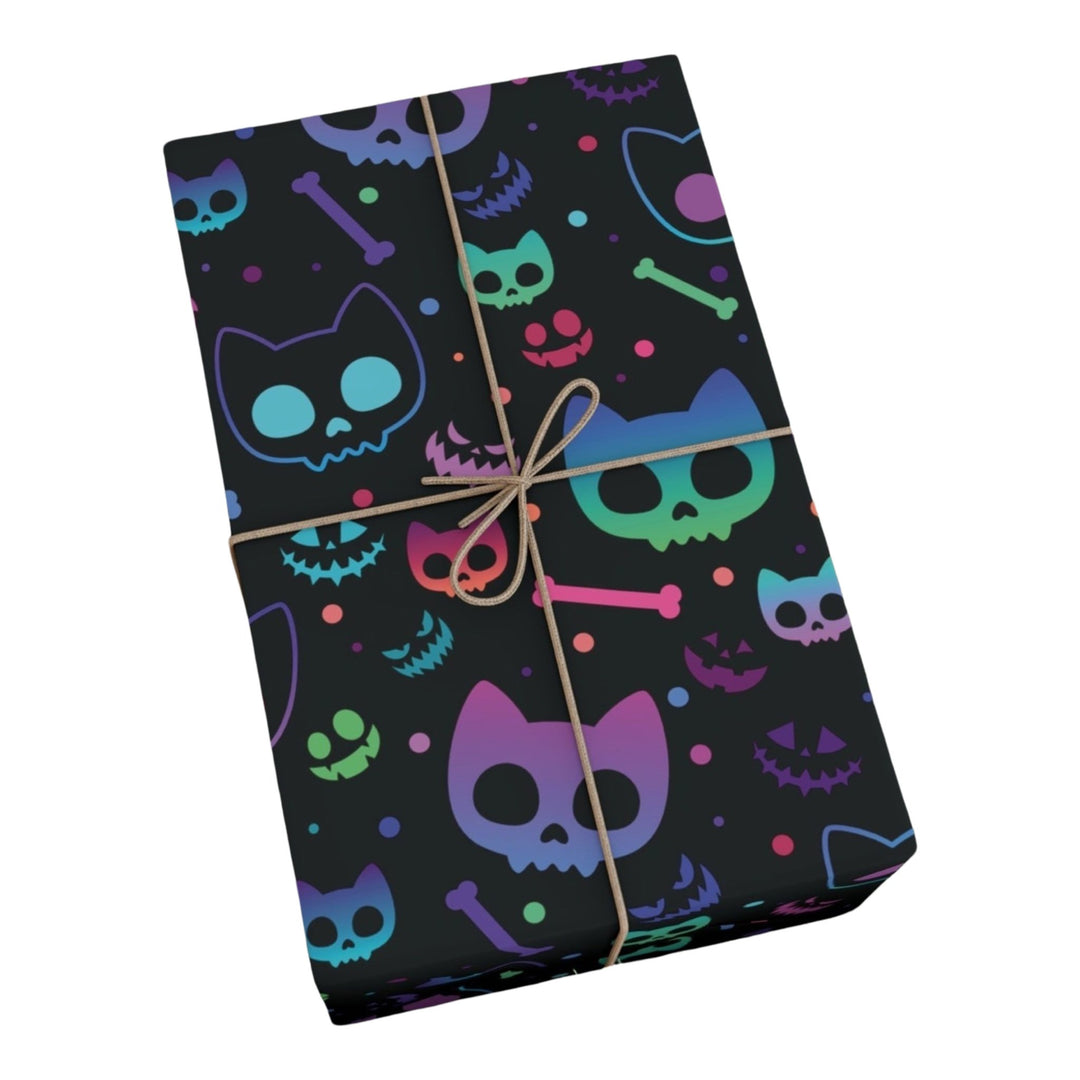 Neon Cat Skeleton Gift Wrap - Happy Little Kitty