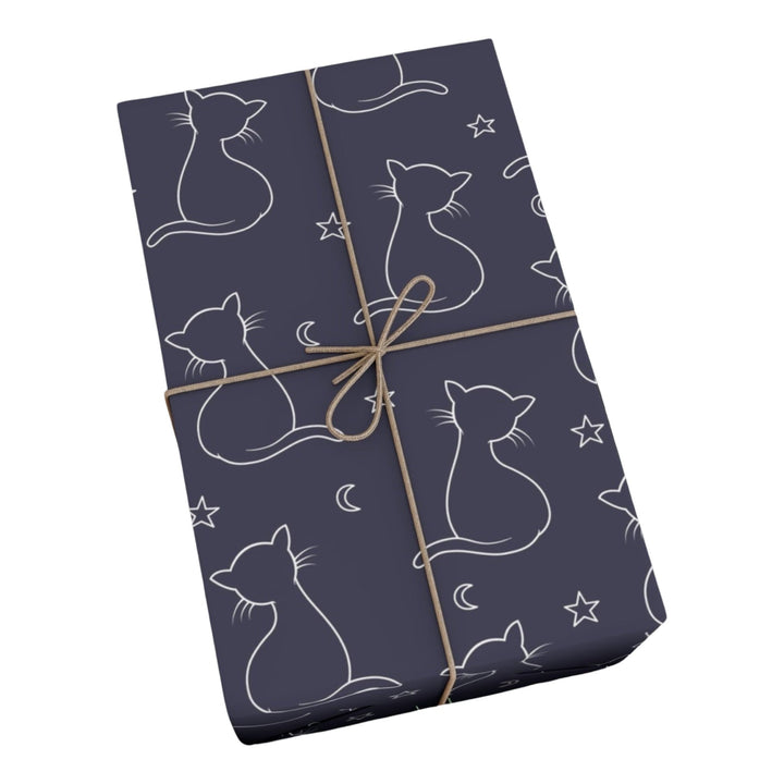 Night Sky Cat Gift Wrap - Happy Little Kitty