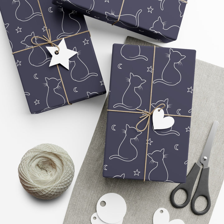 Night Sky Cat Gift Wrap - Happy Little Kitty