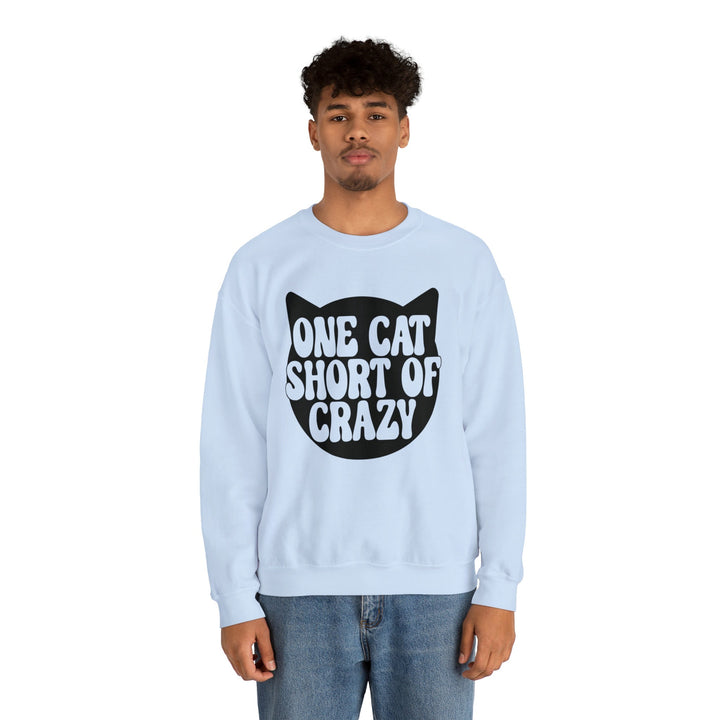 One Cat Short of Crazy Crewneck Sweatshirt - Happy Little Kitty