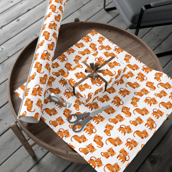 Orange Kitten Gift Wrap - Happy Little Kitty