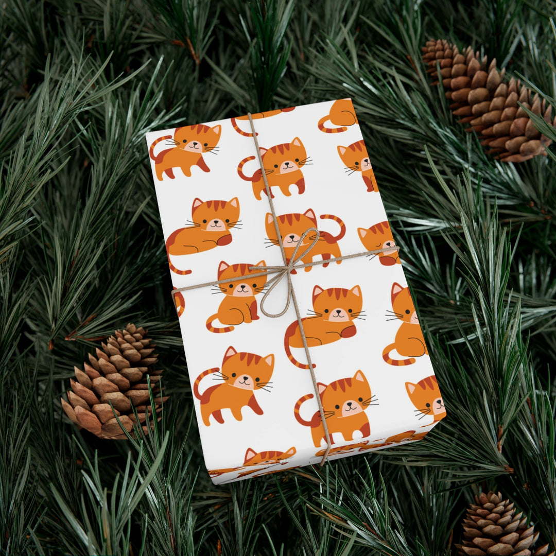 Orange Kitten Gift Wrap - Happy Little Kitty