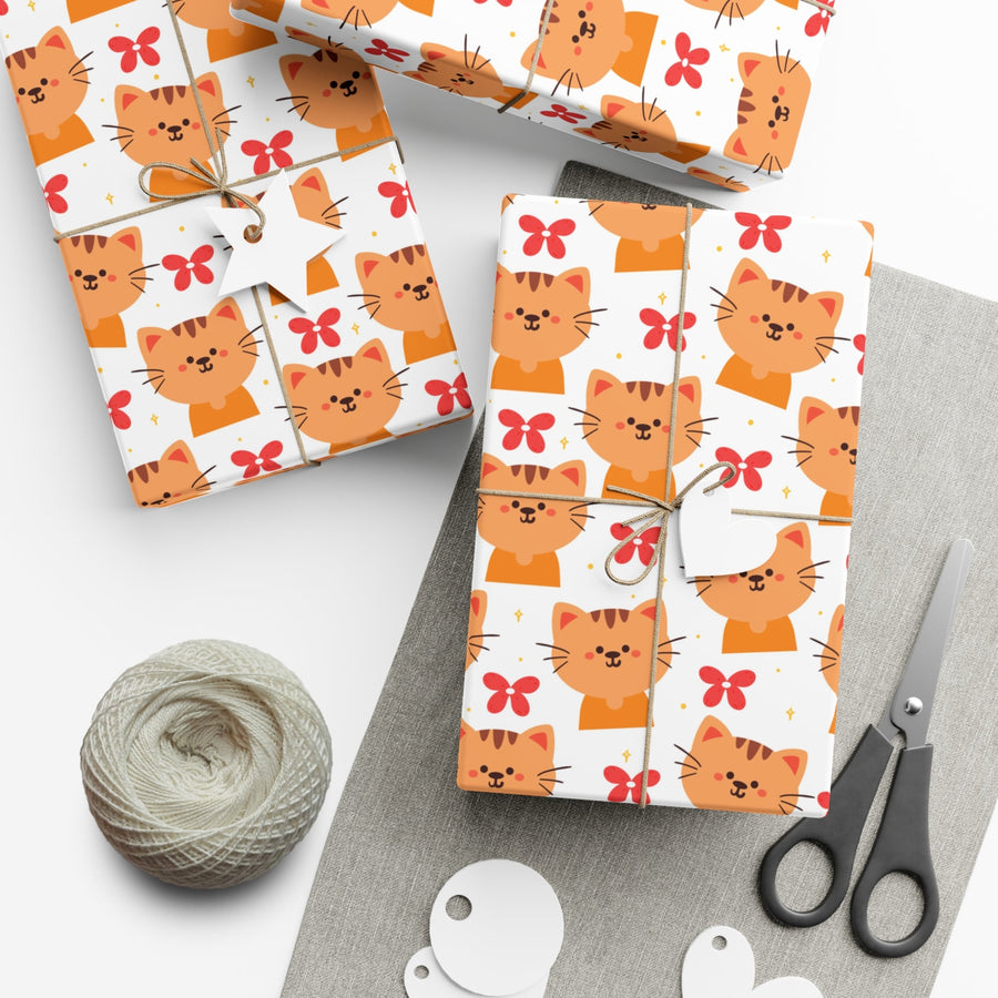 Orange Tabby Cat Gift Wrap - Happy Little Kitty