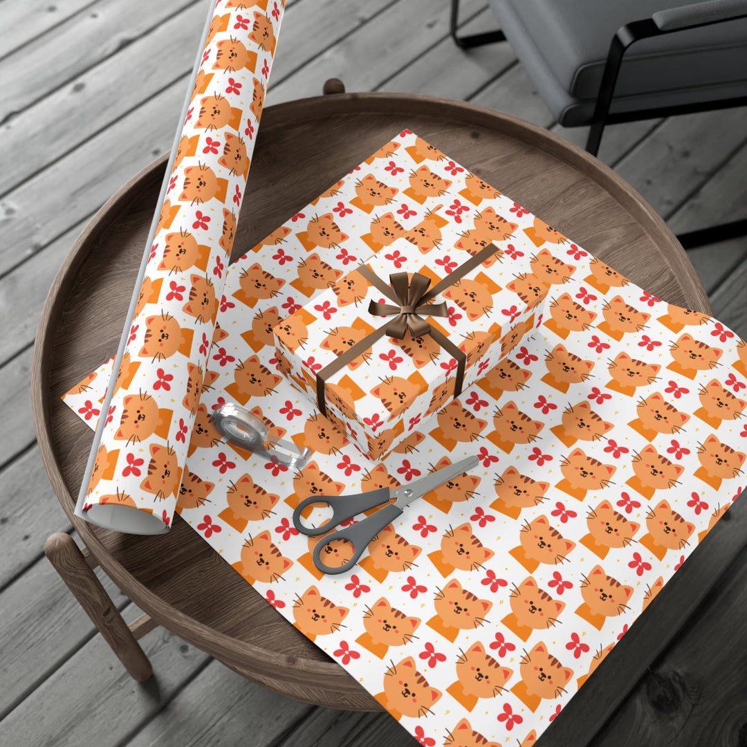 Orange Tabby Cat Gift Wrap - Happy Little Kitty