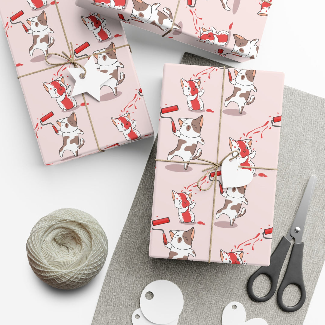 Paint Fight Cat Gift Wrap - Happy Little Kitty