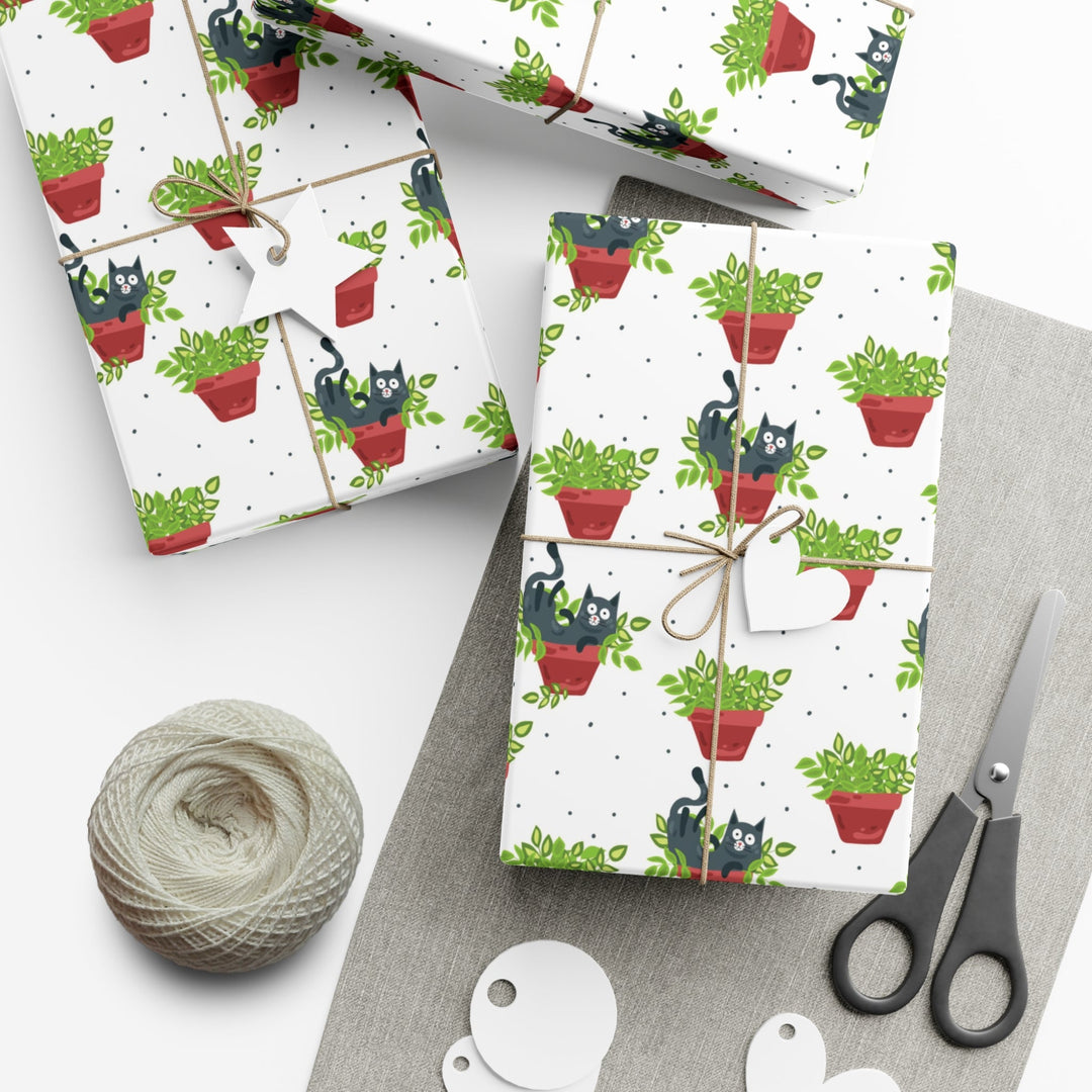 Plant Lover Cat Gift Wrap - Happy Little Kitty