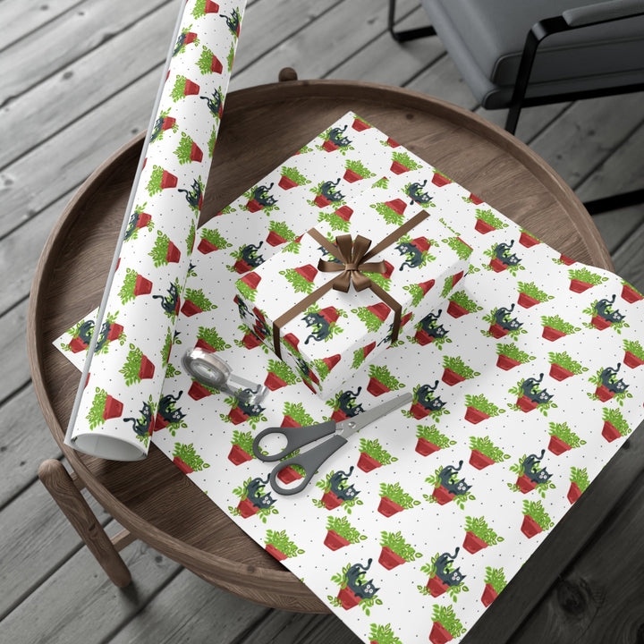 Plant Lover Cat Gift Wrap - Happy Little Kitty