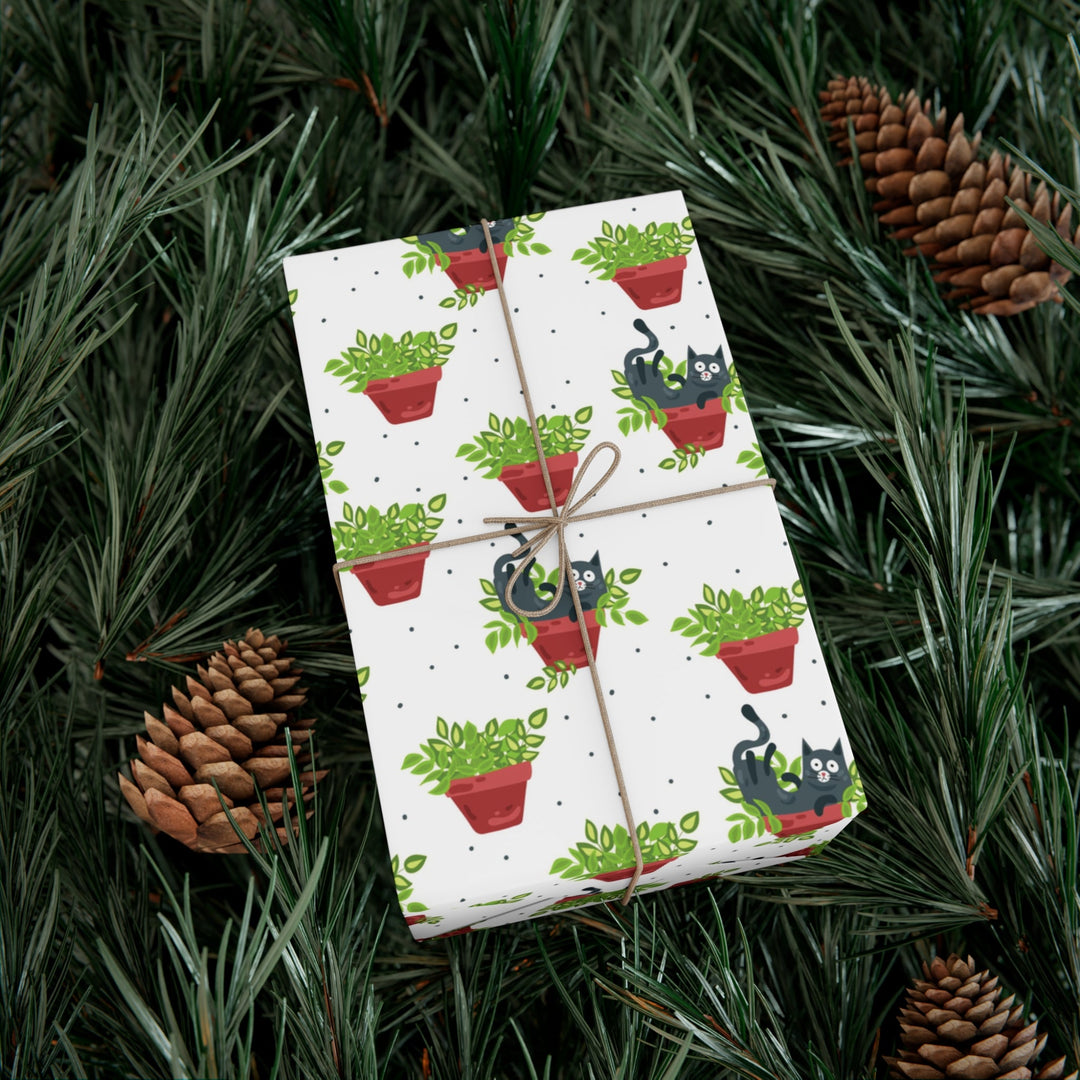 Plant Lover Cat Gift Wrap - Happy Little Kitty