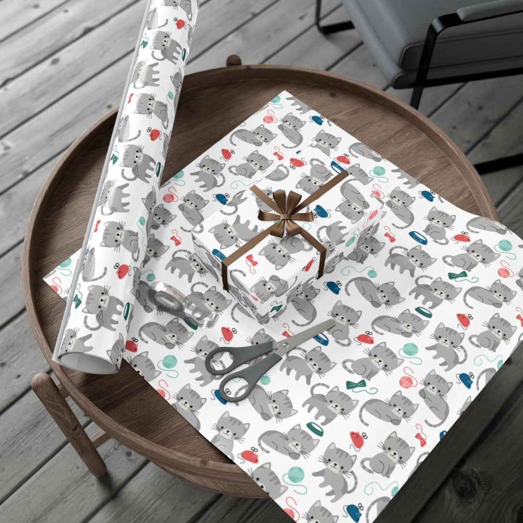 Playful Gray Kitten Gift Wrap - Happy Little Kitty