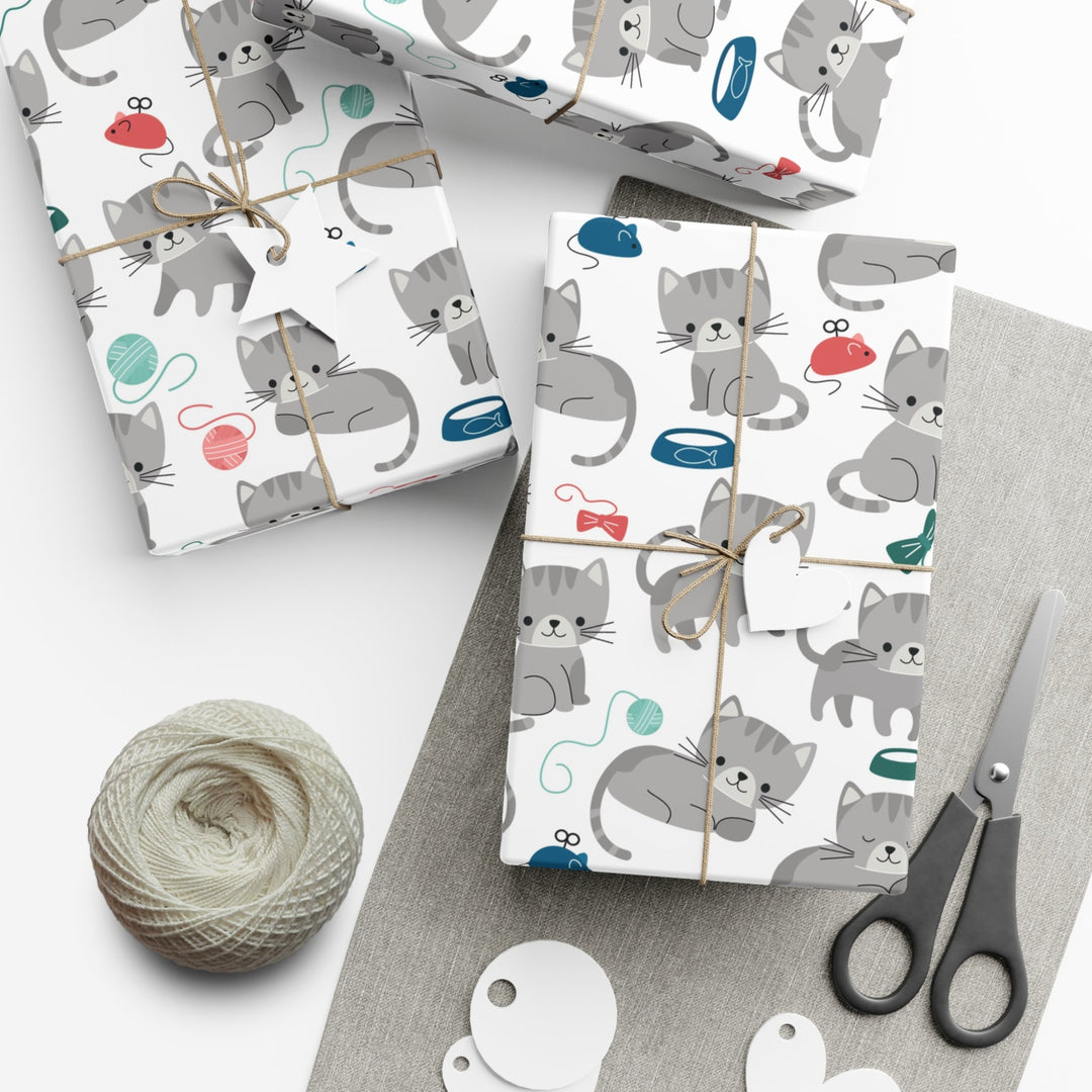 Playful Gray Kitten Gift Wrap - Happy Little Kitty