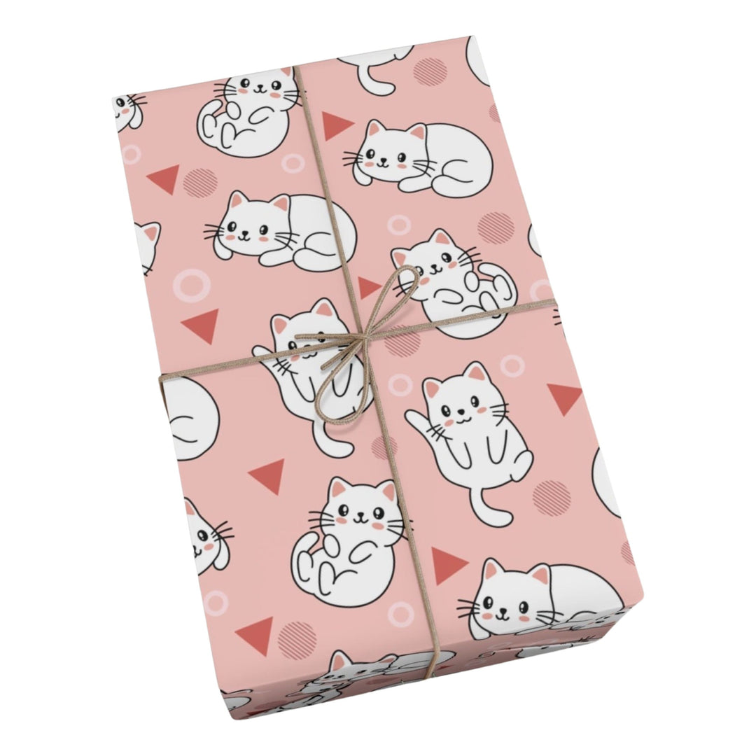 Playful White Cat Gift Wrap - Happy Little Kitty