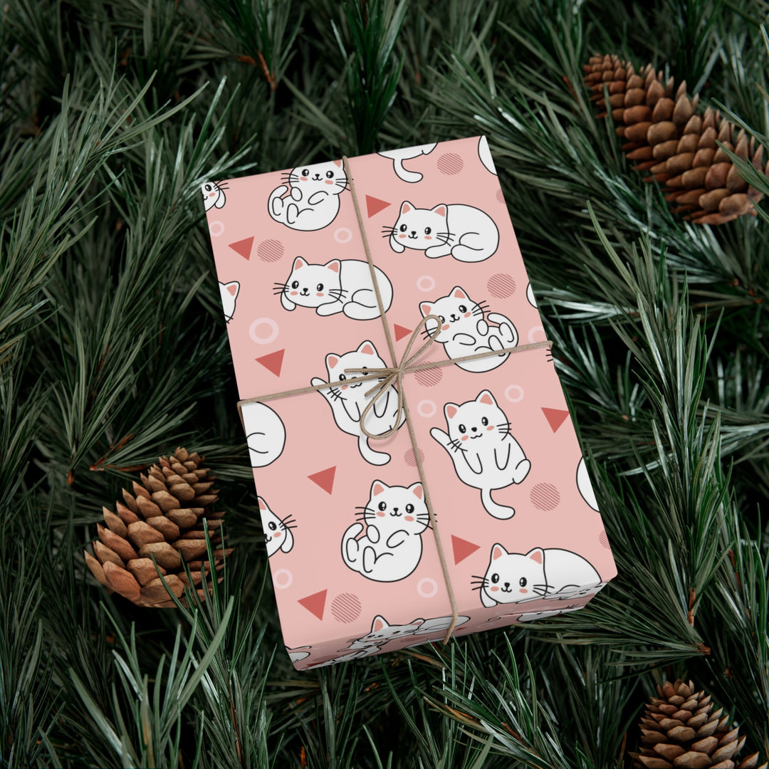 Playful White Cat Gift Wrap - Happy Little Kitty