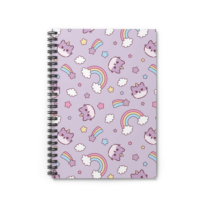 Purple Cats and Rainbows Spiral Notebook - Happy Little Kitty