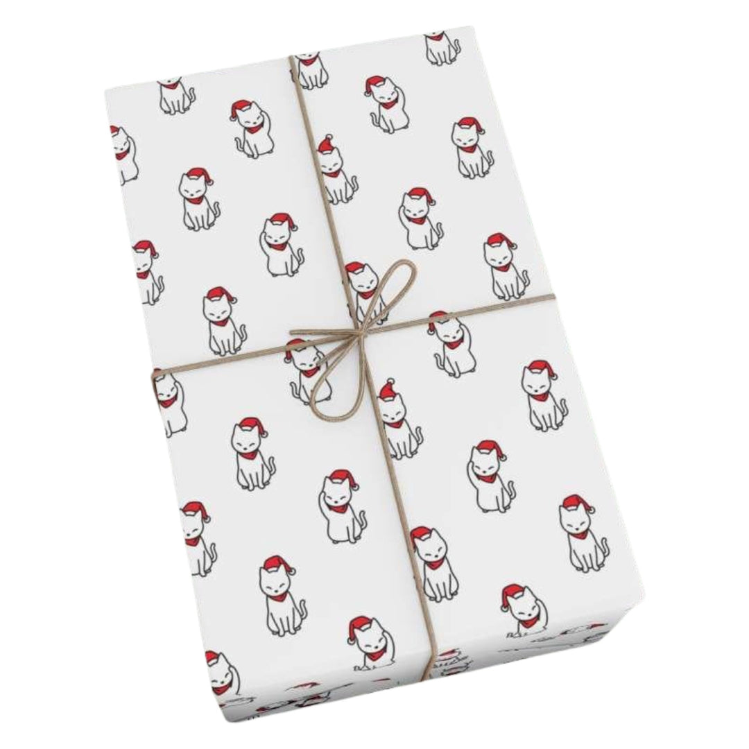 Santa Hat Cat Gift Wrap - Happy Little Kitty