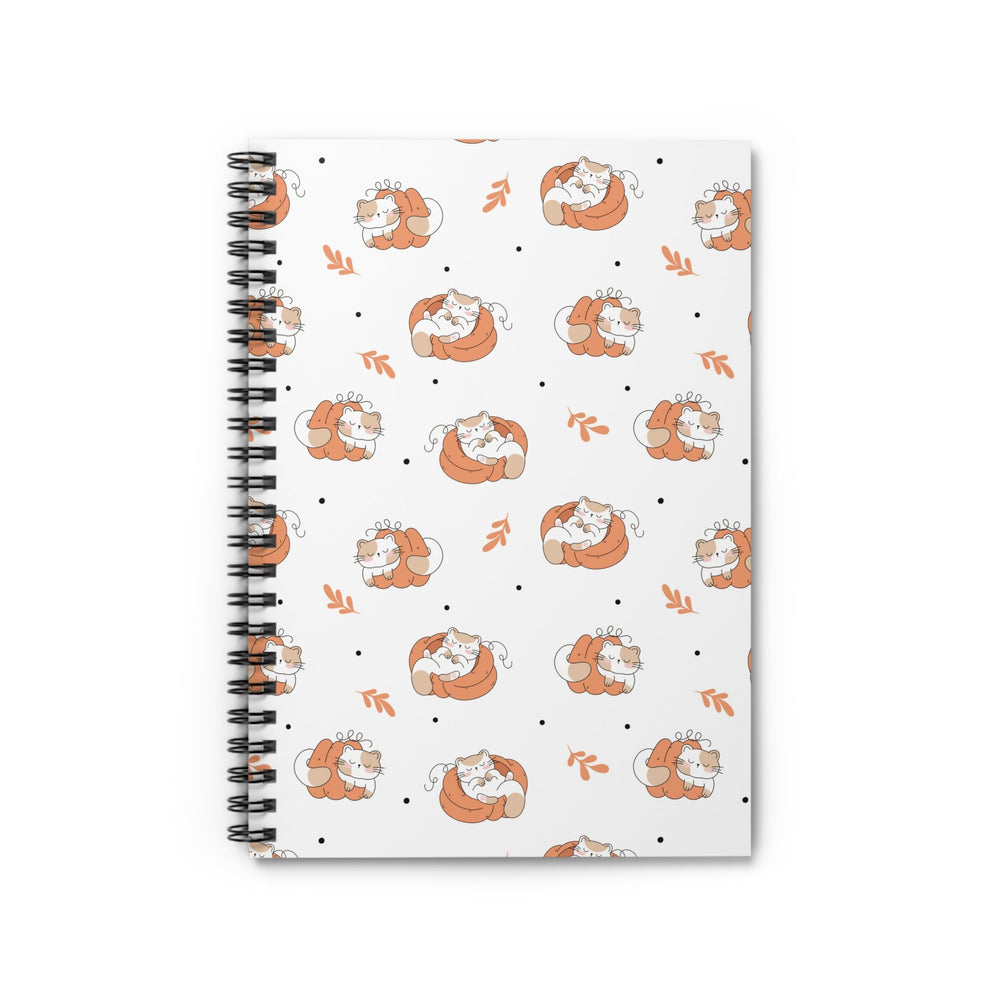 Sleepy Pumpkin Cat Spiral Notebook - Happy Little Kitty