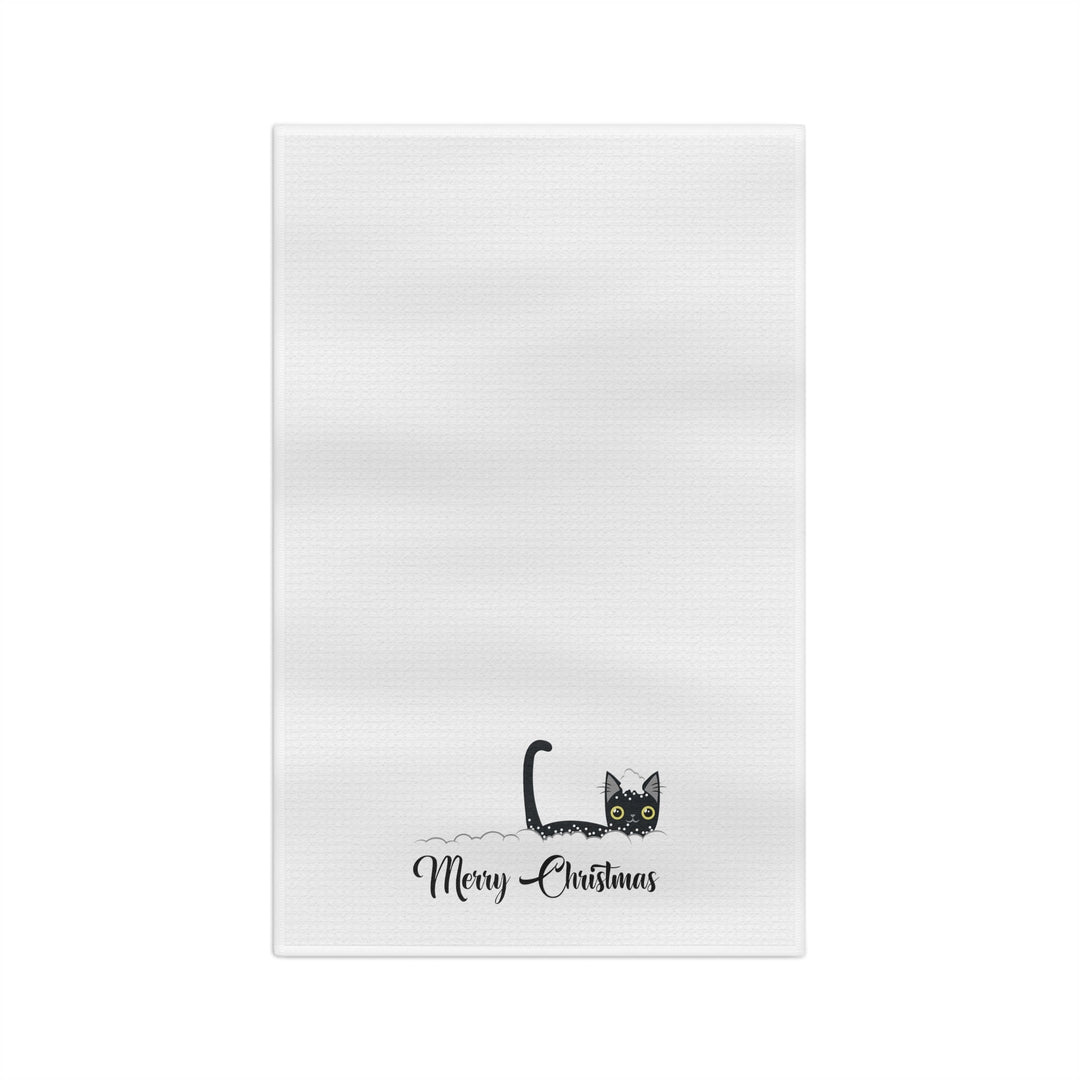 Snowy Christmas Cat Tea Towel - Happy Little Kitty