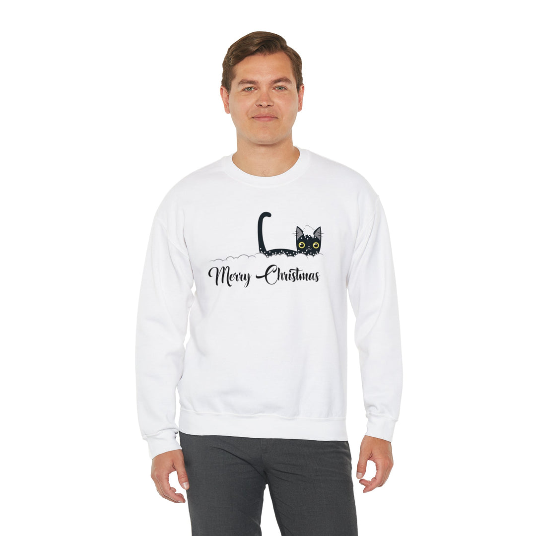 Snowy Christmas Cat Unisex Crewneck Sweatshirt - Happy Little Kitty