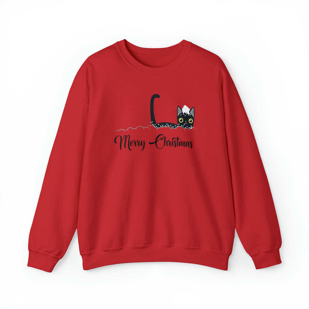 Snowy Christmas Cat Unisex Crewneck Sweatshirt - Happy Little Kitty