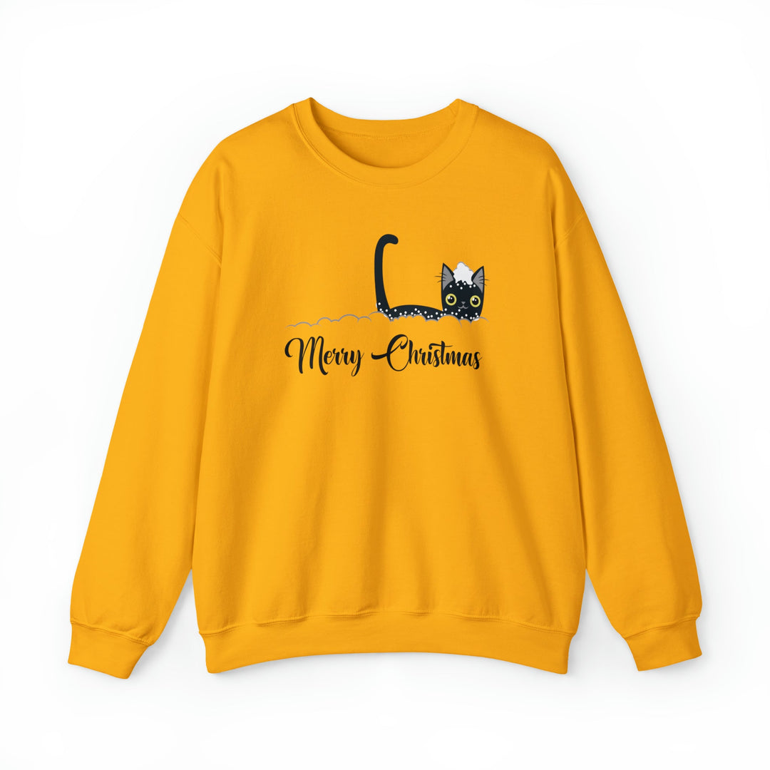 Snowy Christmas Cat Unisex Crewneck Sweatshirt - Happy Little Kitty