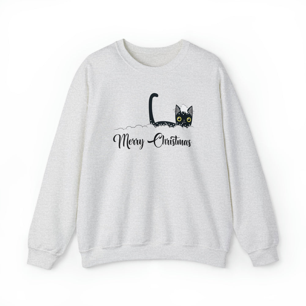 Snowy Christmas Cat Unisex Crewneck Sweatshirt - Happy Little Kitty