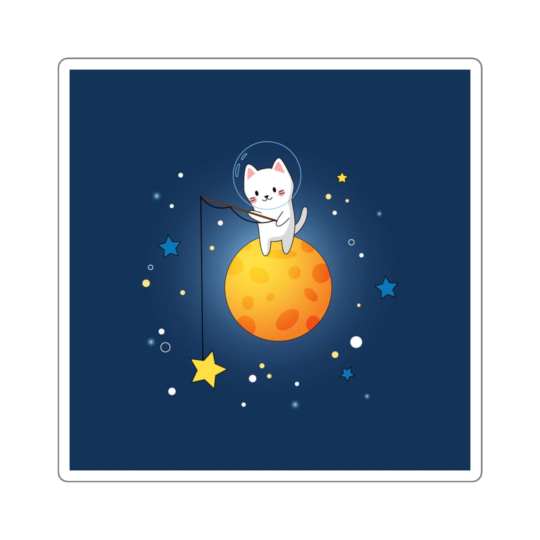Starcatcher Cat Square Sticker - Happy Little Kitty