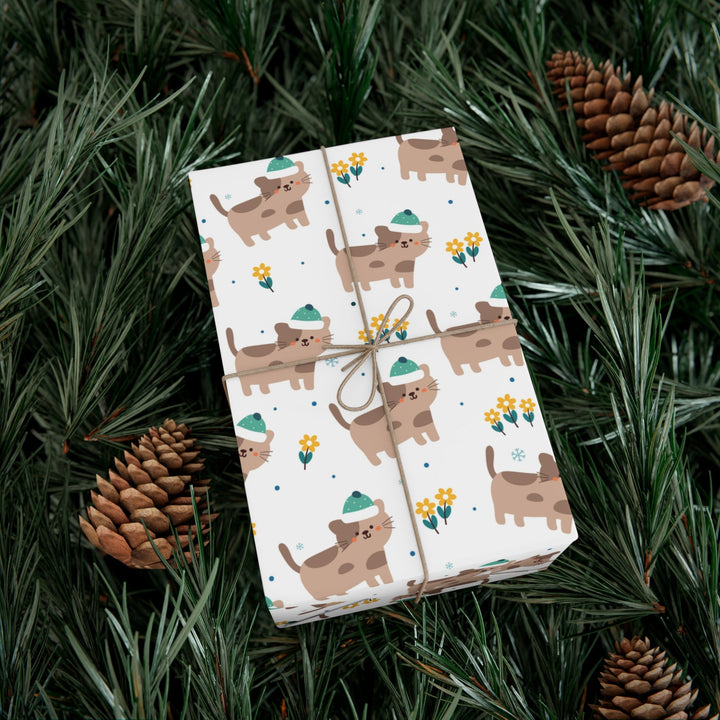 Stocking Hat Cat Gift Wrap - Happy Little Kitty