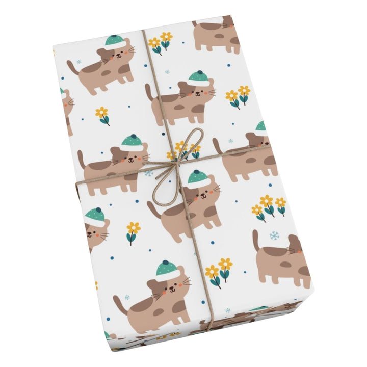 Stocking Hat Cat Gift Wrap - Happy Little Kitty