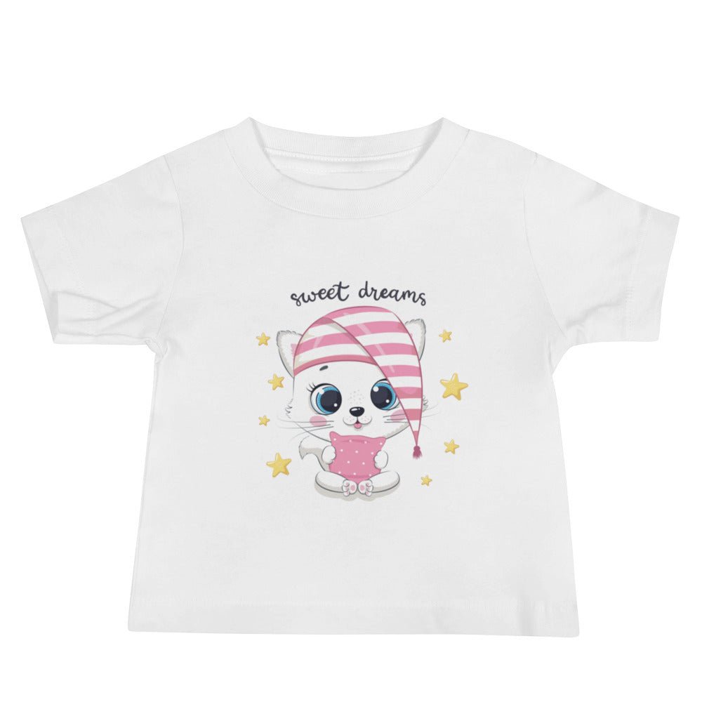 Sweet Dreams Baby Jersey Short Sleeve T-Shirt - Happy Little Kitty