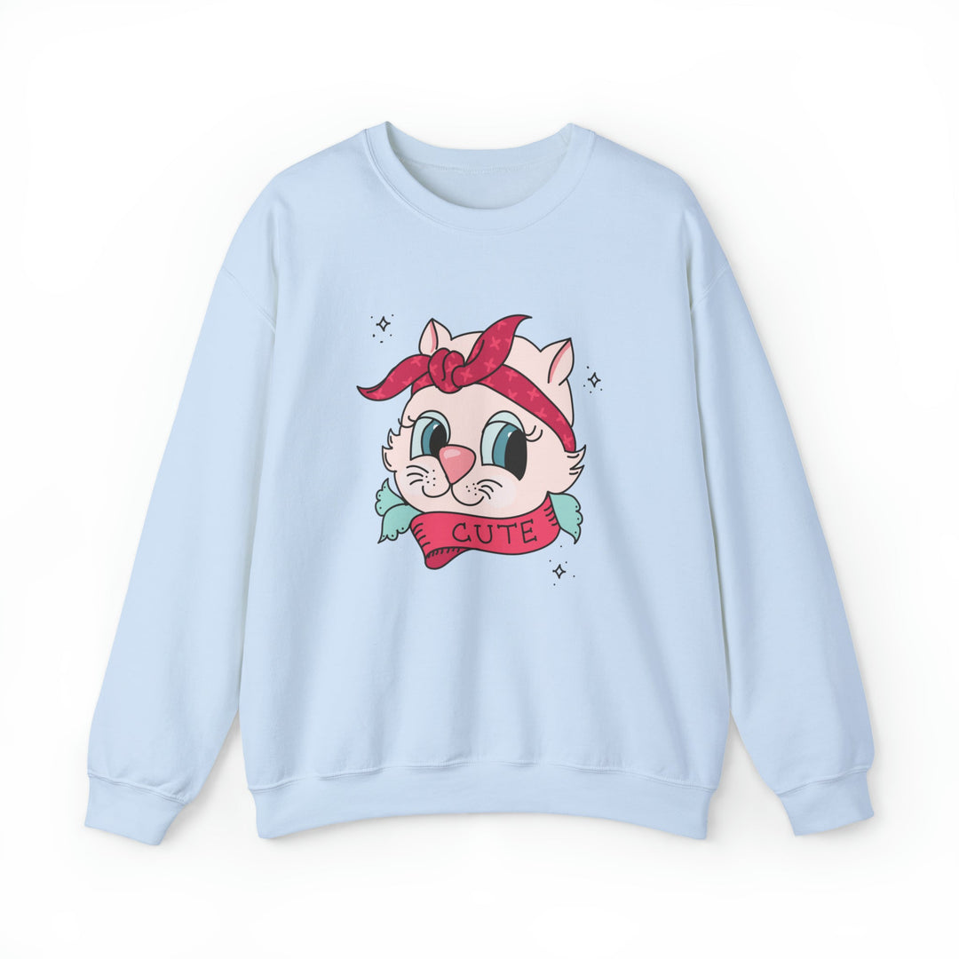 Tattoo Cat Crewneck Sweatshirt - Happy Little Kitty