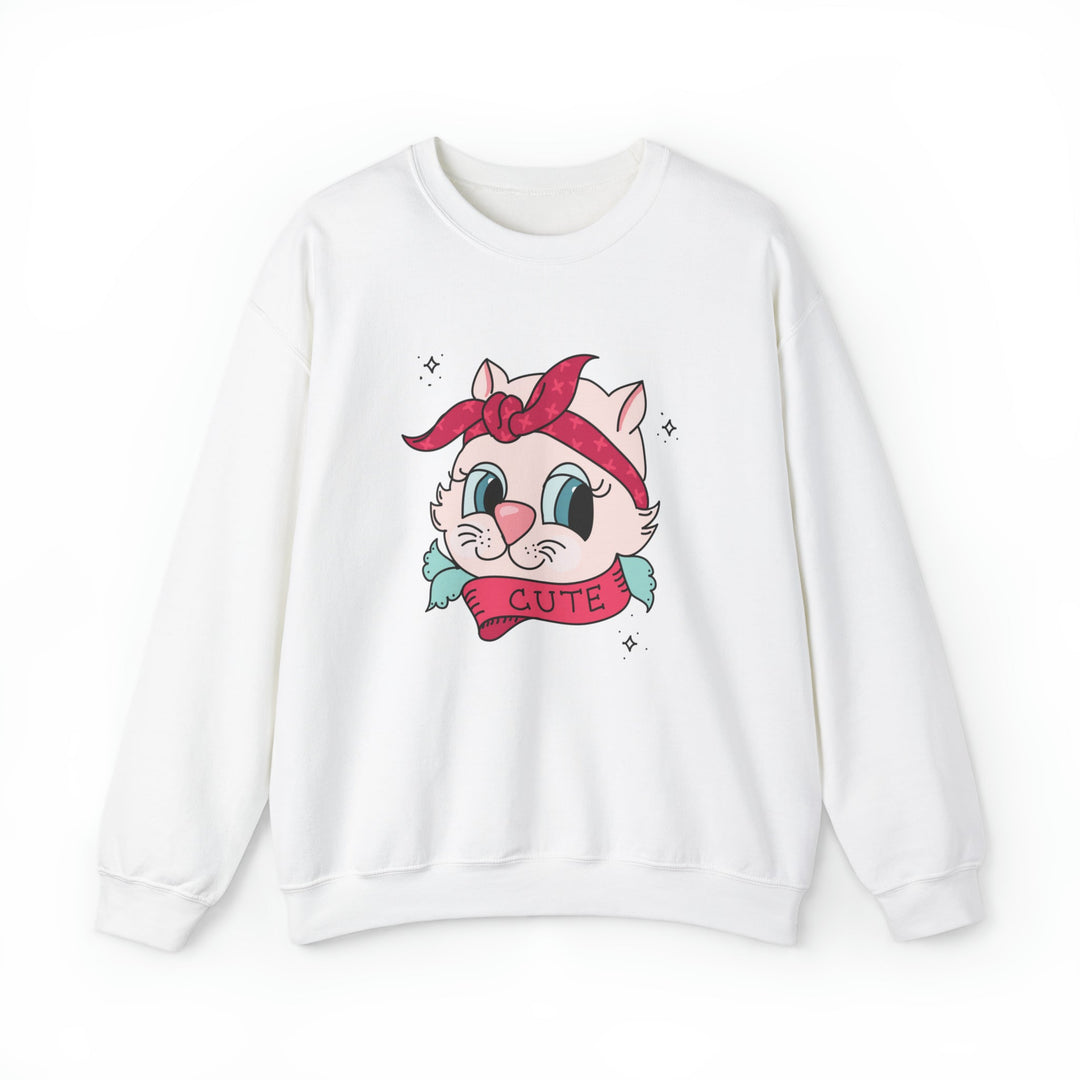 Tattoo Cat Crewneck Sweatshirt - Happy Little Kitty