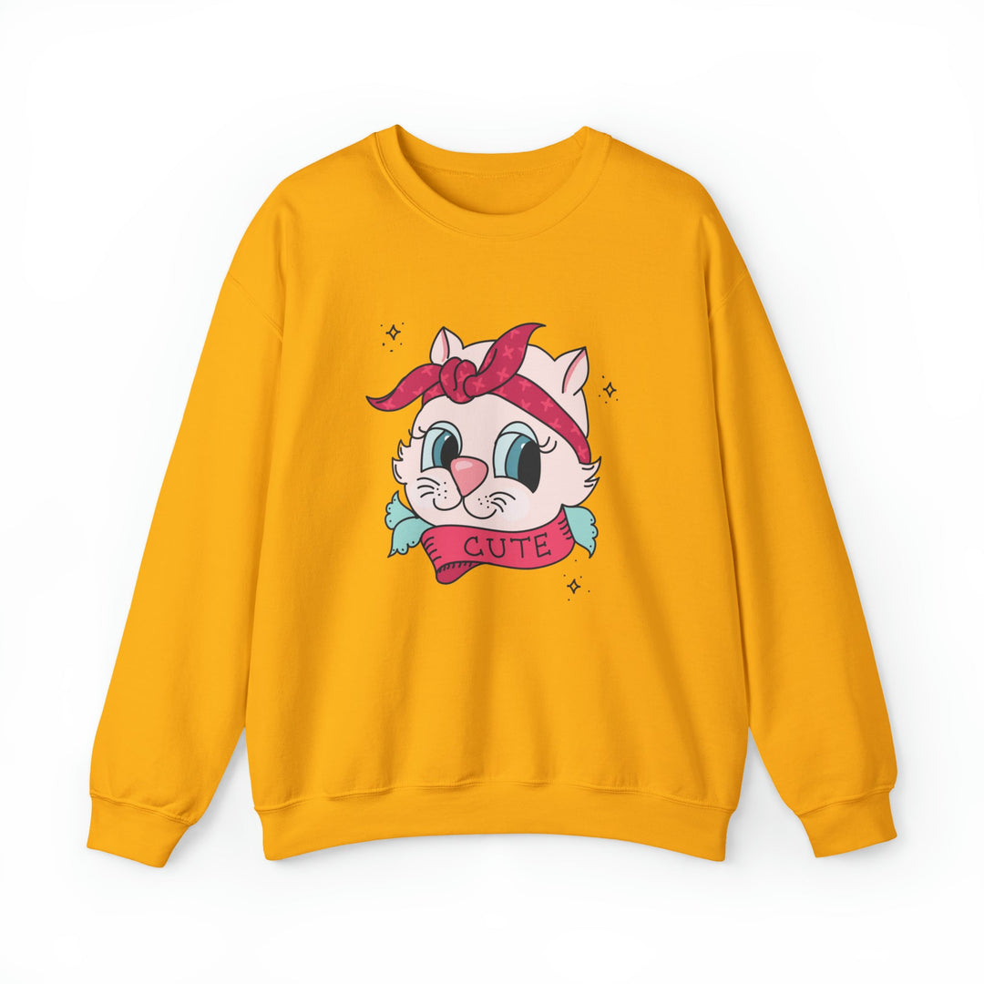 Tattoo Cat Crewneck Sweatshirt - Happy Little Kitty