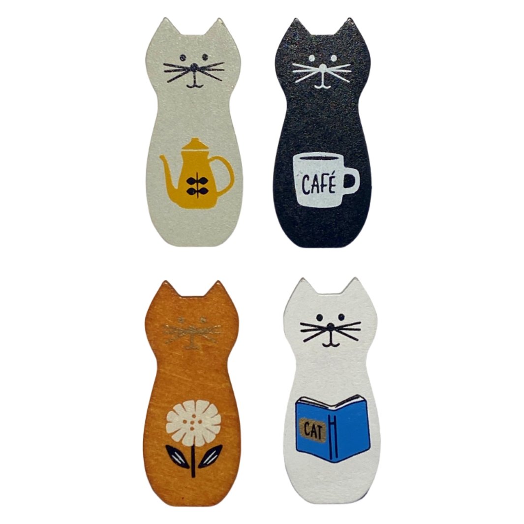 Wood Clothespin Photo Holder - Happy Little Kitty