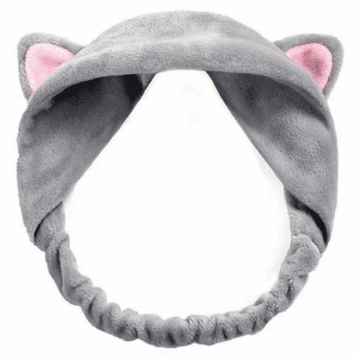 Cat makeup headband for skincare routine